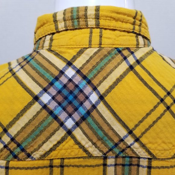 Merona top Medium plaid checks long sleeve button up down 100% cotton layering - Picture 13 of 16